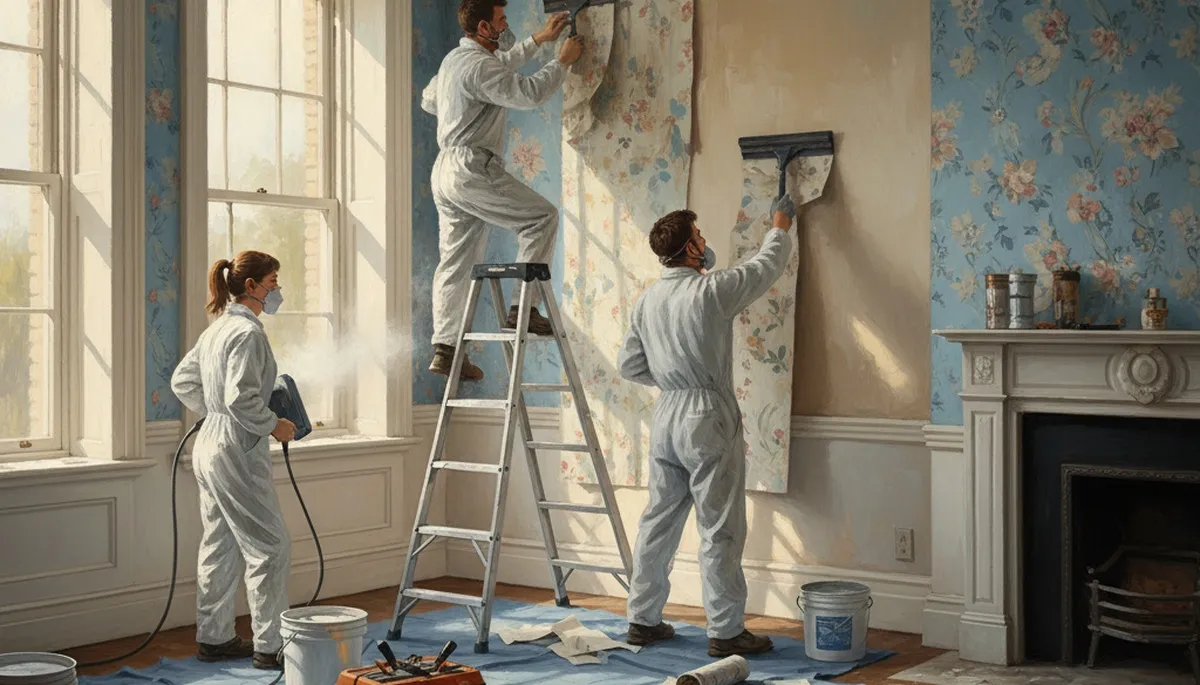 Wallpaper removal service in Lancaster, PA by Lancaster Paint Pros for smooth, paint-ready walls